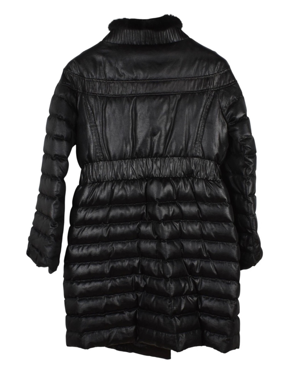 Moncler Premier Vintage “Juliette”Black Quilted & Down Coat with Fur Trim, Sz 3 - Picture 3 of 8